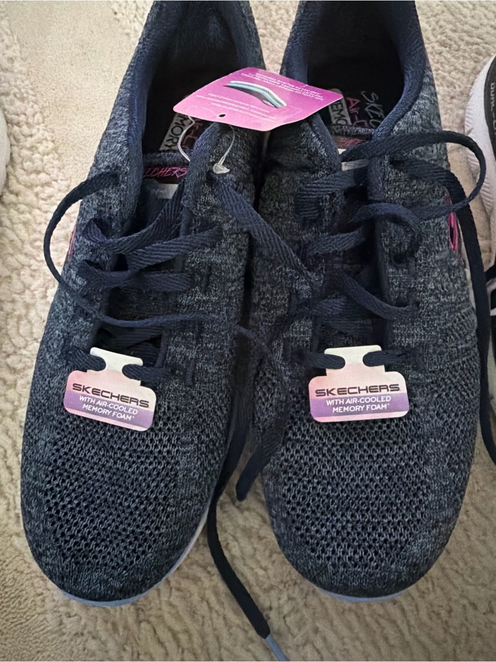 Skechers Women's Navy Knit Lace-Up Sneakers
